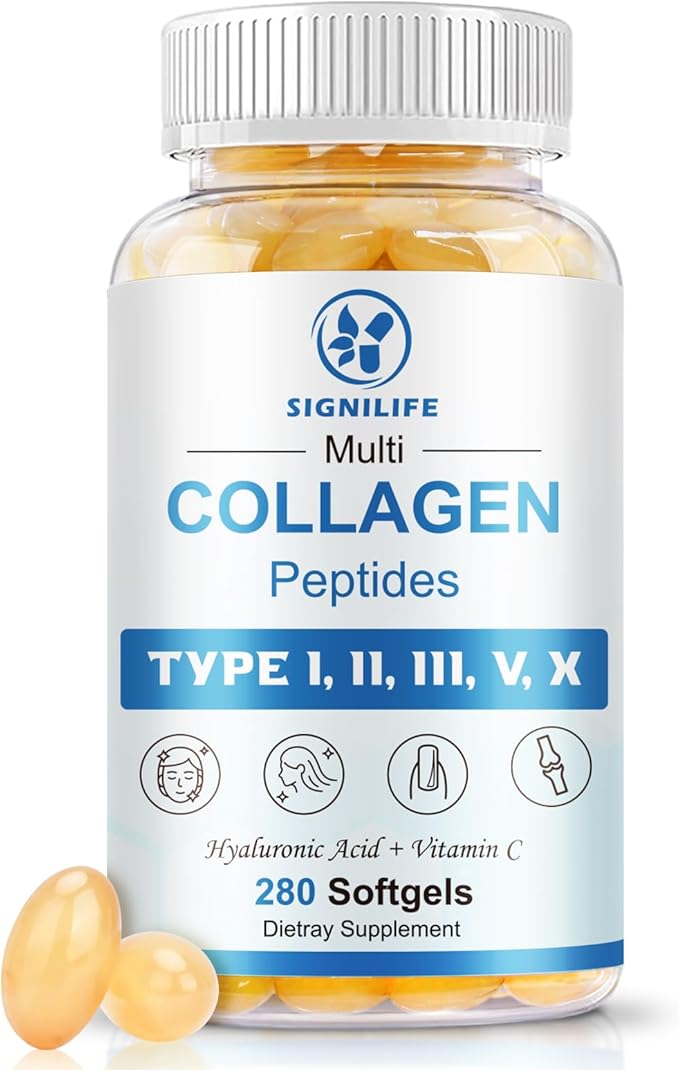 Multi Collagen Peptides for Women & Men, Hydrolyzed Collagen Peptides-Type I, II, III, V, X - with Hyaluronic Acid,Vitamin C,Biotin,Supports Skin Hair Nail, Non-GMO,