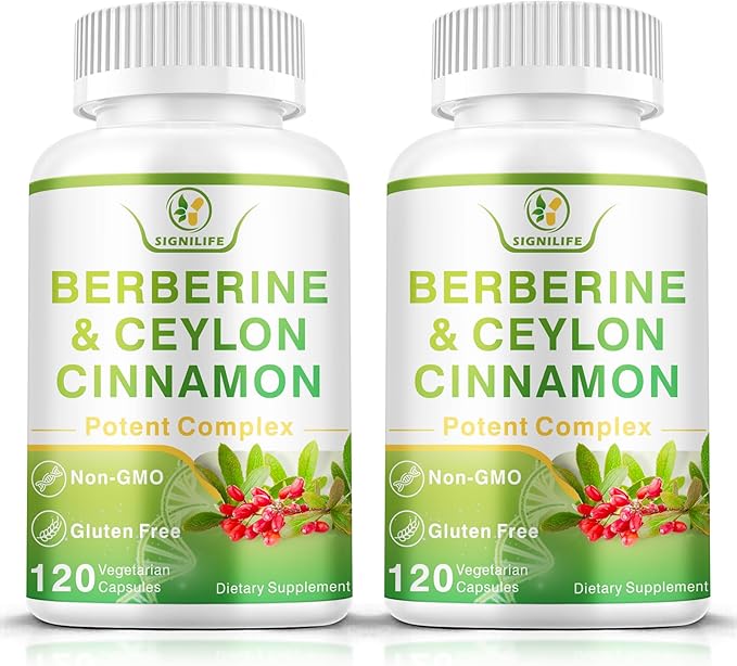 Berberine with Ceylon Cinnamon, 1200mg Berberine HCL & MCT Oil for Enhanced Absorption – Supports Immune System & Gut Health, Gluten-Free & airy-Free