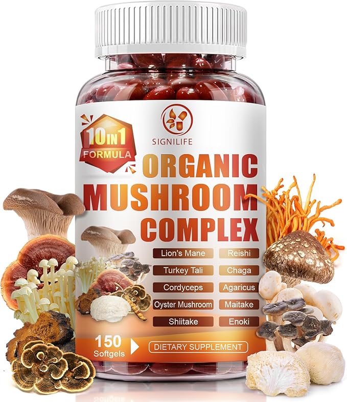 10 in 1 Lions Mane Mushroom Supplement with Turkey Tail, Reishi,Cordyceps, Chaga & More - Brain Supplements for Memory and Focus