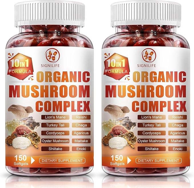 10 in 1 Lions Mane Mushroom Supplement with Turkey Tail, Reishi,Cordyceps, Chaga & More - Brain Supplements for Memory and Focus